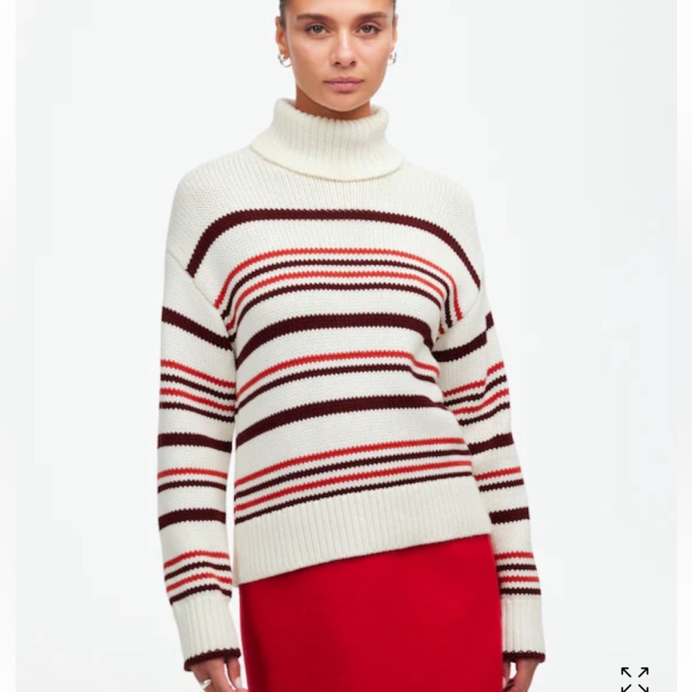 Madewell Ribbed Cotton Turtleneck Sweater in Stripe - Sz Small